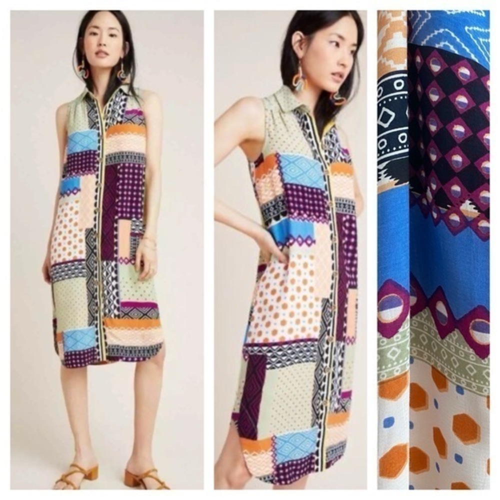 Anthropologie Colorful Everyday Patchwork Midi Dress 4